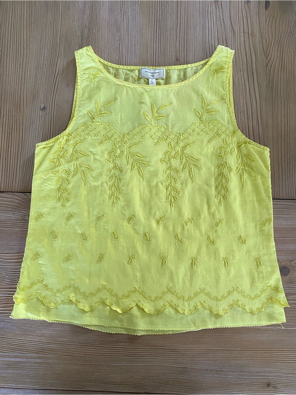 Moulinette Soeurs Bright Yellow Embroidered Linen Tank